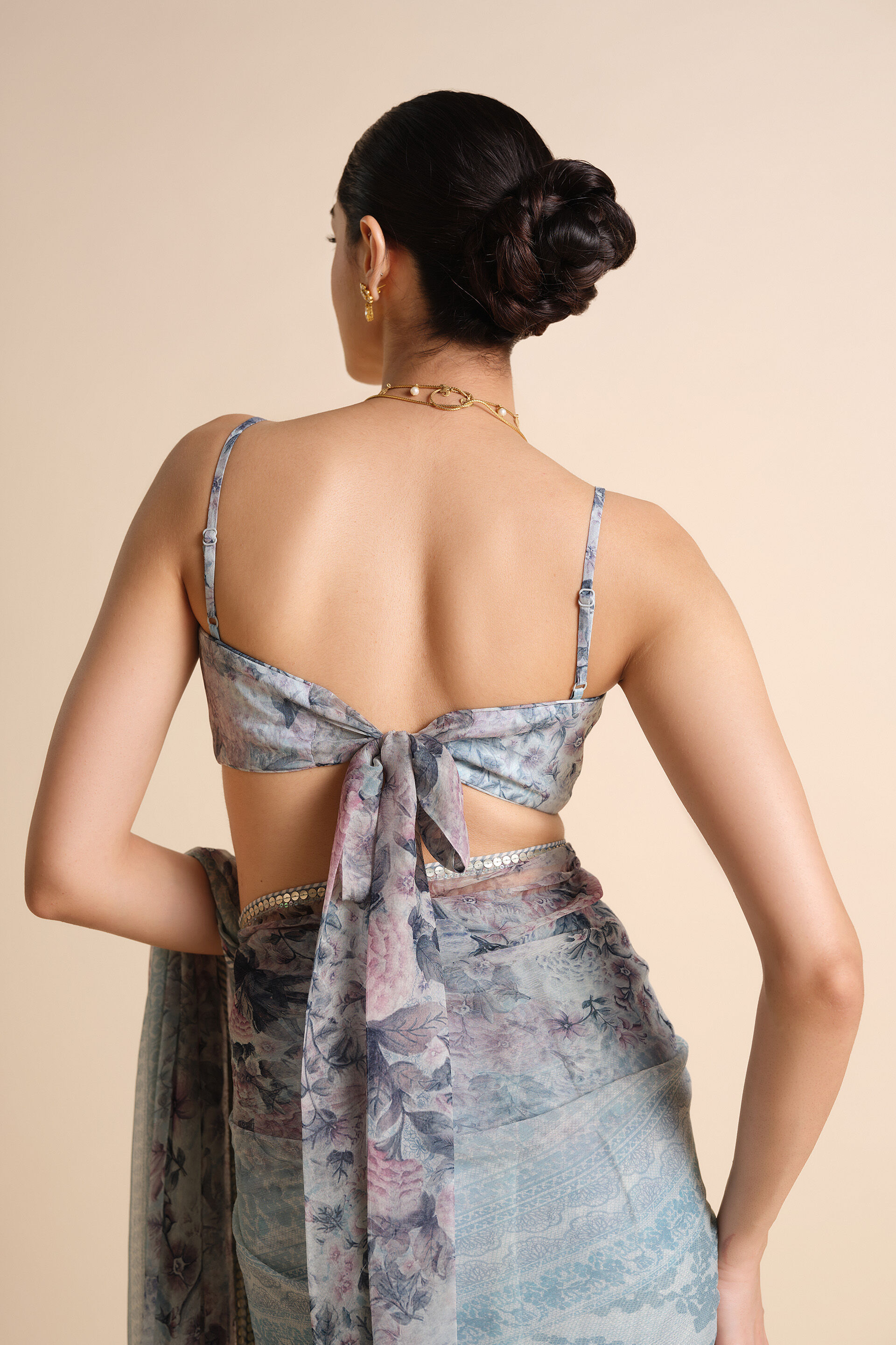 Flores Chiffon Saree - Powder Blue, Powder Blue, image 8